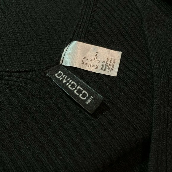 H&M Divided Black Ribbed Strappy Top M - Picture 7 of 7